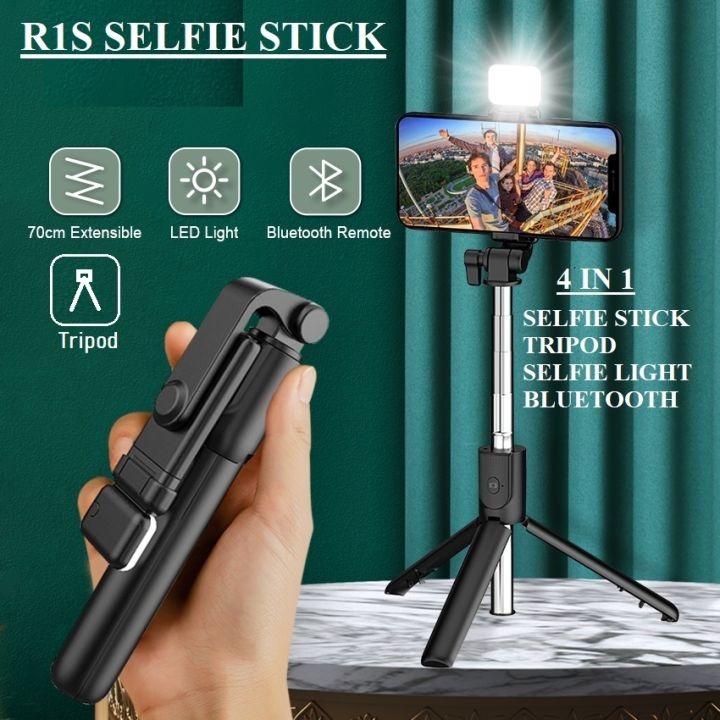 R1S Selfie Stick Tripod – Bluetooth remote tripod compatible with all smartphones.